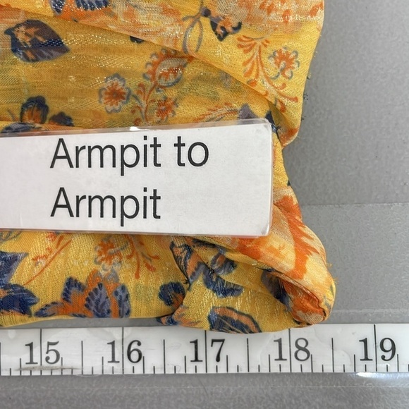 Tularosa Bodysuit Women's X Small XS Yellow Floral Long Sleeve Metallic - Picture 13 of 15